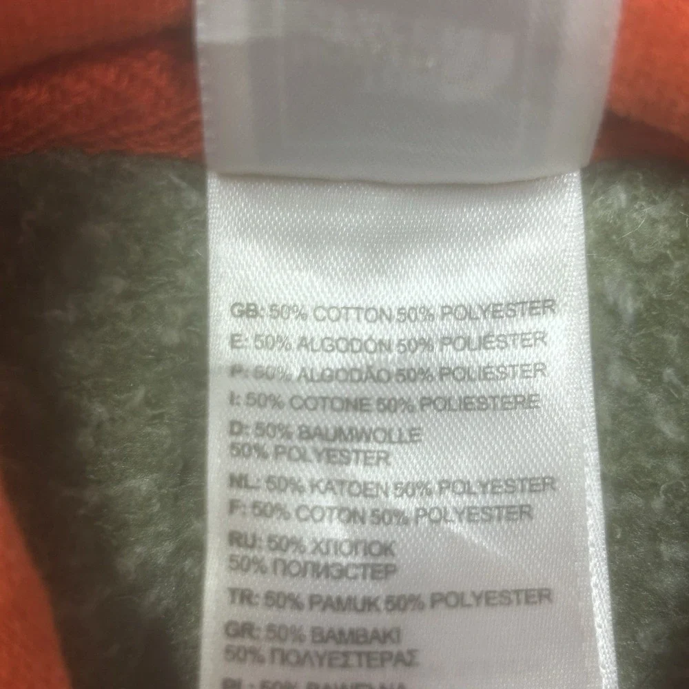 The North Face Hoodie Men's M Army Green w/ Orange Half Moon Logo Outdoor Hood